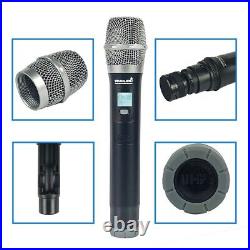 2CH UHF Handheld Wireless Microphone System Professional Studio Karaoke DJ Mic