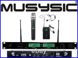 2 Channel Dual UHF Wireless Microphone System With Handheld & Lapel / Headset