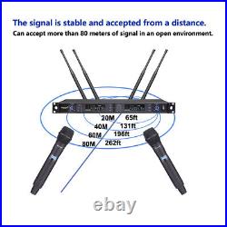 2 Channel Handheld Microphone Dynamic Wireless UHF Microphones System Metal Mic