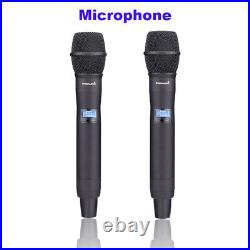 2 Channel Handheld Microphone Dynamic Wireless UHF Microphones System Metal Mic