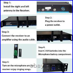 2 Channel Handheld Microphone Dynamic Wireless UHF Microphones System Metal Mic