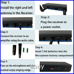 2 Channel UHF Wireless Microphone System 2CH UHF Audio Handheld Microphones Mic