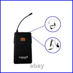 2 Channel Wireless UHF Microphone System Headset Lavalier Bodypack Mic For Club