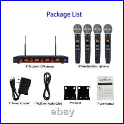 4CH Frequency Wireless Microphone System 4 Channel UHF Handheld Church KTV Mic