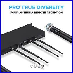 4 Antennas Wireless Microphone System Pro UHF True Diversity Dual Channel Wir