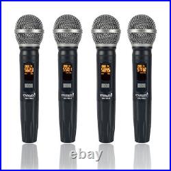 4 Channel UHF Handheld Wireless Microphone System 4CH Frequency Stage Microphone