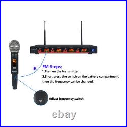 4 Channel UHF Handheld Wireless Microphone System 4CH Frequency Stage Microphone