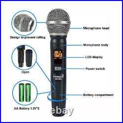 4 Channel UHF Handheld Wireless Microphone System 4CH Frequency Stage Microphone