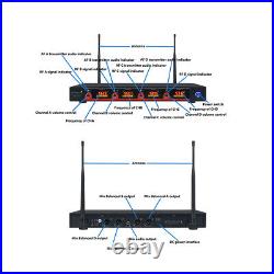 4 Channel UHF Handheld Wireless Microphone System 4CH Frequency Stage Microphone