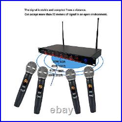 4 Channel UHF Handheld Wireless Microphone System 4CH Frequency Stage Microphone