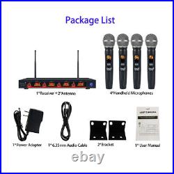 4 Channel UHF Handheld Wireless Microphone System 4CH Frequency Stage Microphone