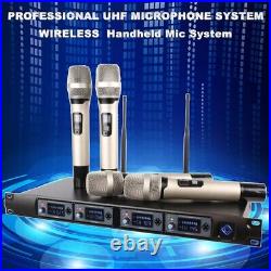 4 Channel UHF Pro Audio Wireless Microphone System 4 Handheld Metal Dynamic Mic