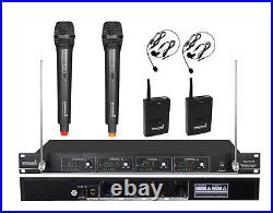 4 Channel VHF Wireless Handheld&Headset Microphone Dynamic Microphone System