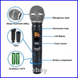 4 Channel Wireless Microphone System 4CH UHF Handheld Adjustable Frequency Mic