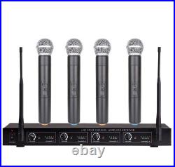 4 Channel Wireless Microphone System Presentation Vocal Speech mic Rack Mount
