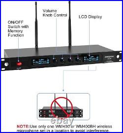 4-Channel Wireless Microphone System, Quad UHF 2 Bodypack mic+2 Handheld mic