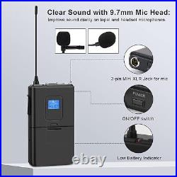 4-Channel Wireless Microphone System, Quad UHF 2 Bodypack mic+2 Handheld mic