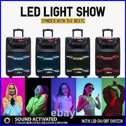 5000W 15 Rechargeable DJ Karaoke System withBluetooth LED Party Speaker Free Mic