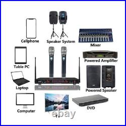 Audio Wireless Microphone System 2CH UHF Handheld Frequency KTV Mic Receiver Mic