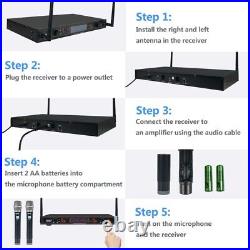 Audio Wireless Microphone System 2CH UHF Handheld Frequency KTV Mic Receiver Mic