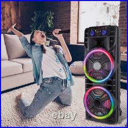 Dual 12 Bluetooth Speaker Karaoke Portable Heavy Bass Stereo Sound System MIC