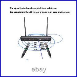 Dual Channel Handheld UHF Wireless Microphone System 2-Channel Audio Karaoke Mic