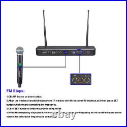Dual Channel Handheld UHF Wireless Microphone System 2-Channel Audio Karaoke Mic
