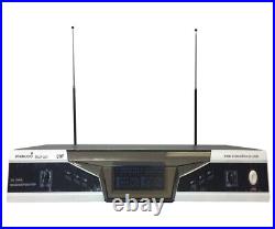 Dual Channel Handheld Wireless UHF Microphone System Church Stage Karaoke DJ Mic