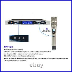 Dual Channel UHF Handheld Wireless Microphone System Karaoke Church Mic Receiver