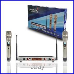 Dual Channel Wireless Microphone System UHF Handheld Frequency DJ Mic Receiver