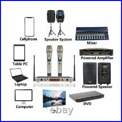 Dual Channel Wireless Microphone System UHF Handheld Frequency DJ Mic Receiver