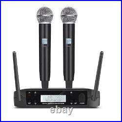 Dual Channel Wireless Microphone System UHF Handheld Mic Cordless GLXD4 Vocal