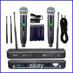 Dual Channel Wireless UHF Microphone System Church KTV Stage Mic PA Handheld Mic