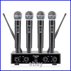 Flygrow Pro Wireless Microphone System, 4 Channel UHF Wireless Mic, Fixed Fre