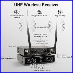 Flygrow Pro Wireless Microphone System, 4 Channel UHF Wireless Mic, Fixed Fre