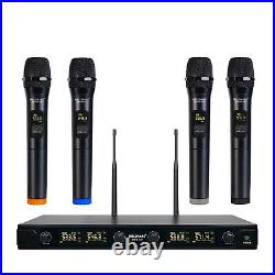 MELONARE UHF Wireless Microphone System, Quad-Channel Wireless Mic Set with 4 H