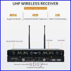 MELONARE UHF Wireless Microphone System, Quad-Channel Wireless Mic Set with 4 H