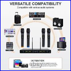 MELONARE UHF Wireless Microphone System, Quad-Channel Wireless Mic Set with 4 H