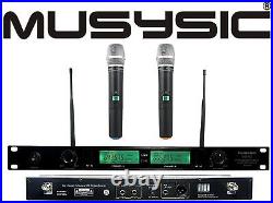 MUSYSIC 2 Channel Dual UHF Handheld Wireless Microphone System DJ PA Karaoke
