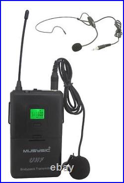 MUSYSIC 8-Channel UHF Handheld Lapel Lavalier Wireless Microphone System MU-U8HL