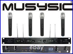MUSYSIC Professional 4 Channel VHF Handheld Wireless Microphone System MU-V4H