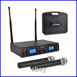 New 2 Channel UHF Handheld 2 Microphone System with Rechargeable Dock LCD Display