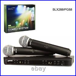 New Shure BLX288/PG58 Handheld Wireless Microphone System Come with 2 Microphone