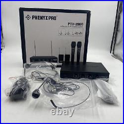 Phenyx Pro PTV-2000B Wireless Microphone System 4-Channel VHF Wireless Mic Set