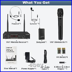 Phenyx Pro Wireless Microphone System, VHF Wireless Mic Set with Handheld Mics