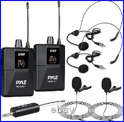 Portable Dual UHF Microphone System Professional Wireless Mic Kit with Headset