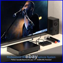 Portable Karaoke Microphone Mixer System Set, Dual UHF Wireless Mic HDMI/Optical