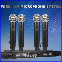 Pro UHF Audio Wireless Microphone System 4 Cordless Handheld Metal Dynamic Mic