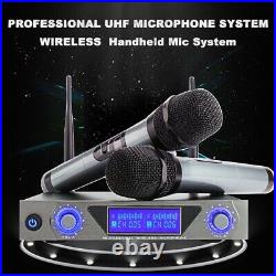 Professional 2 Channel UHF Wireless Dual Microphone Cordless Handheld Mic System