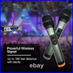 Professional 2 Channel UHF Wireless Dual Microphone Cordless Handheld Mic System